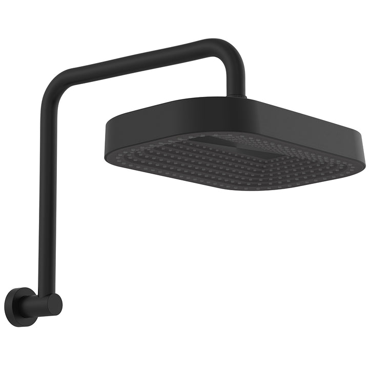 Kuro Gooseneck Shower Arm Set, Soft Square Head - Matte Black