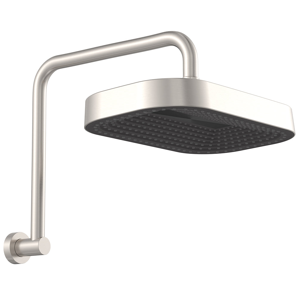 Kuro Gooseneck Shower Arm Set, Soft Square Head - Brushed Nickel
