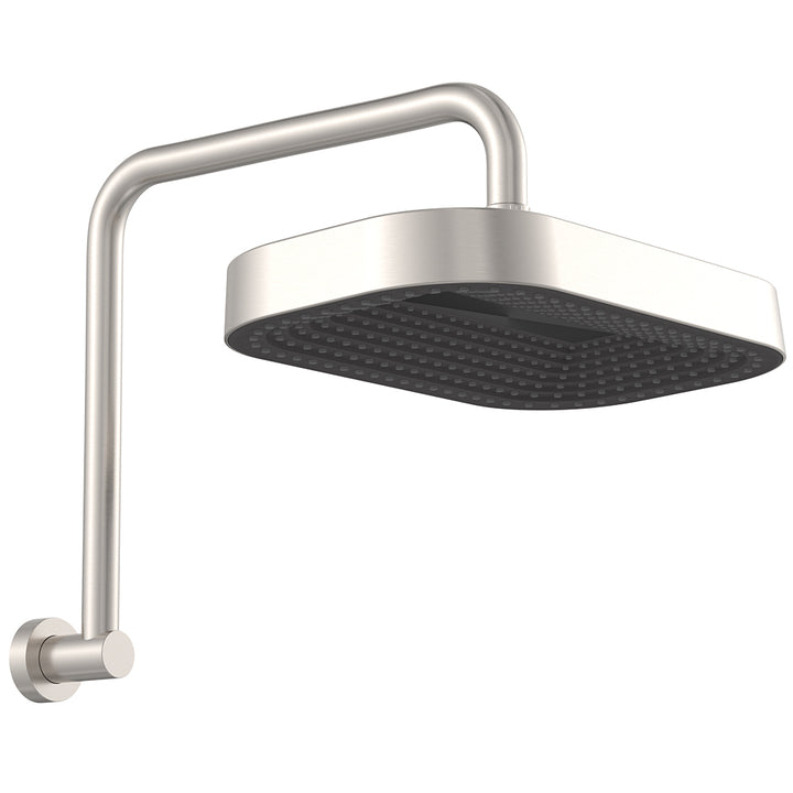 Kuro Gooseneck Shower Arm Set, Soft Square Head - Brushed Nickel