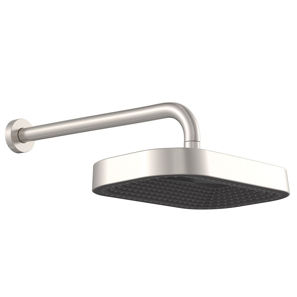 Kuro Shower Arm Set, Soft Square Head - Brushed Nickel