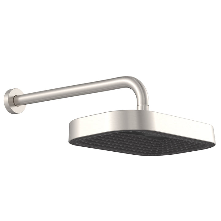Kuro Shower Arm Set, Soft Square Head - Brushed Nickel