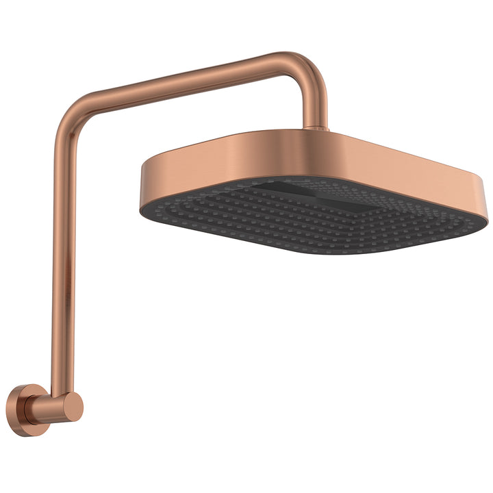 Kuro Gooseneck Shower Arm Set, Soft Square Head - Brushed Copper