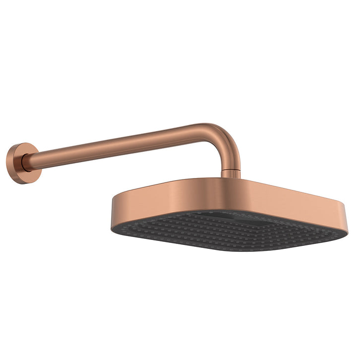 Kuro Shower Arm Set, Soft Square Head - Brushed Copper