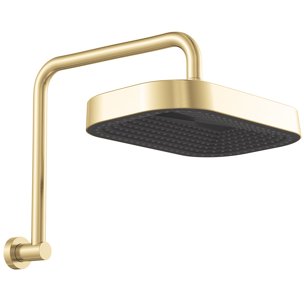 Kuro Gooseneck Shower Arm Set, Soft Square Head - Urban Brass