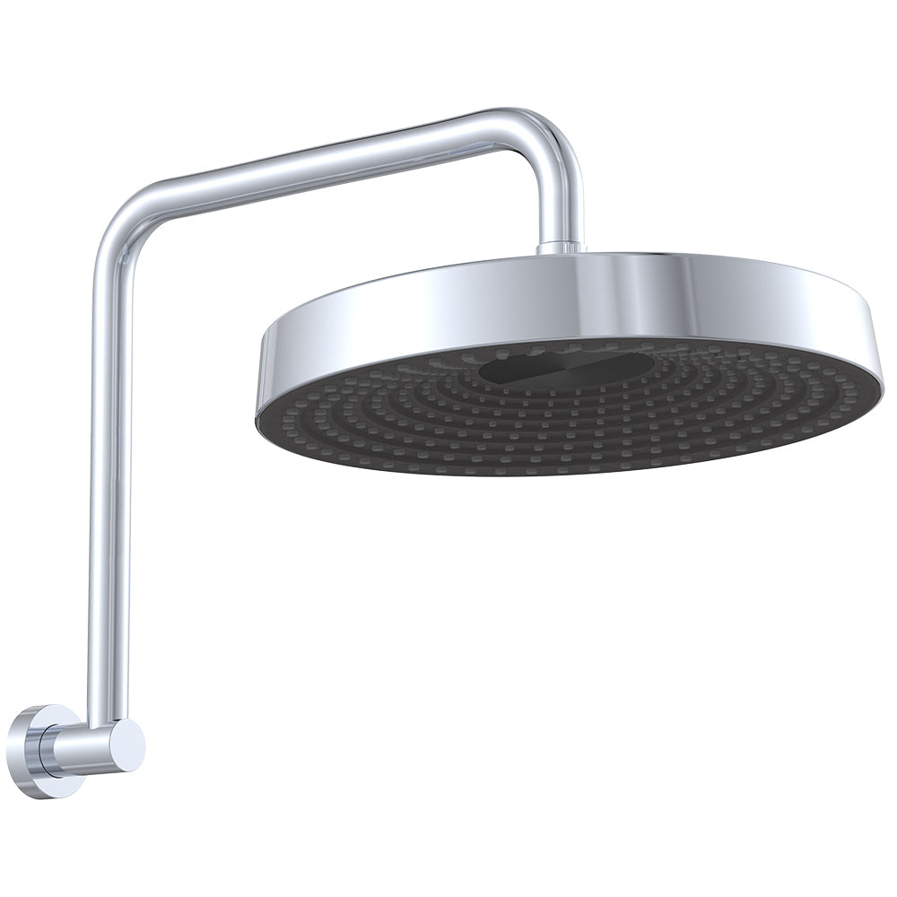 Kuro Gooseneck Shower Arm Set, Round Head - Chrome