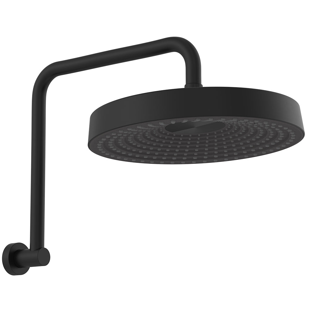 Kuro Gooseneck Shower Arm Set, Round Head - Matte Black