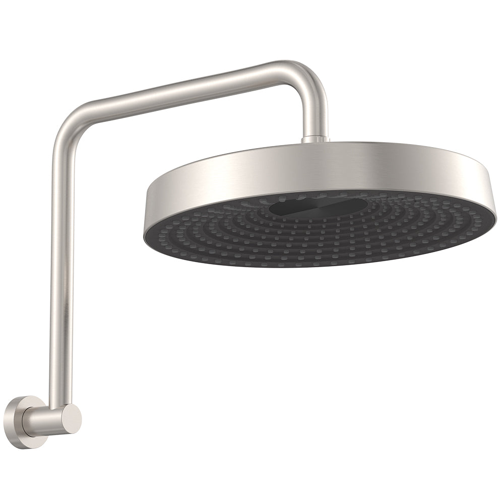 Kuro Gooseneck Shower Arm Set, Round Head - Brushed Nickel