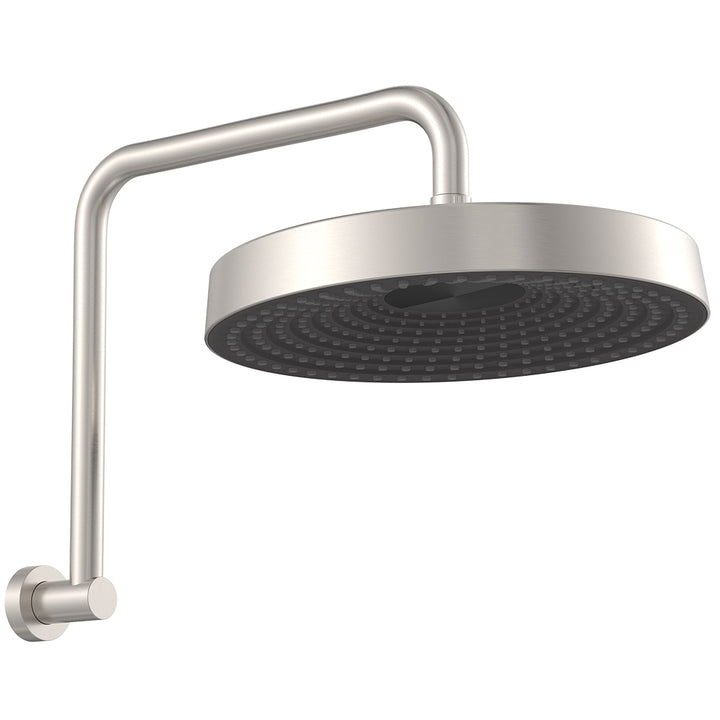 Kuro Gooseneck Shower Arm Set, Round Head - Brushed Nickel