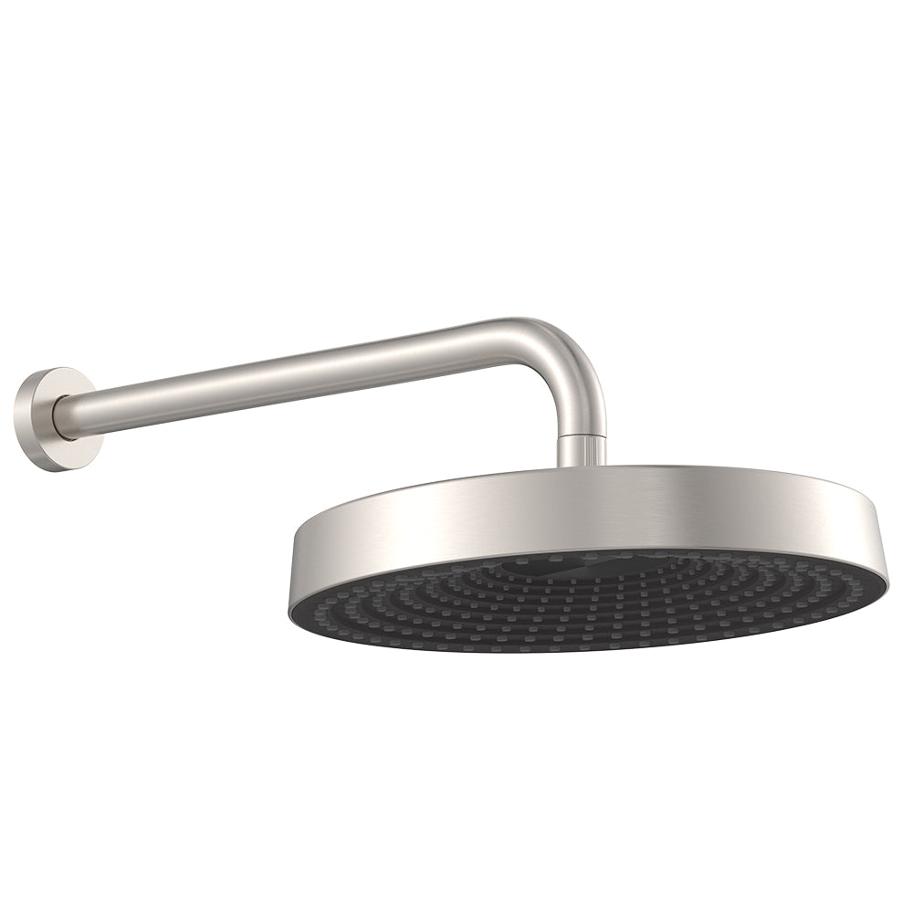 Kuro Shower Arm Set, Round Head - Brushed Nickel