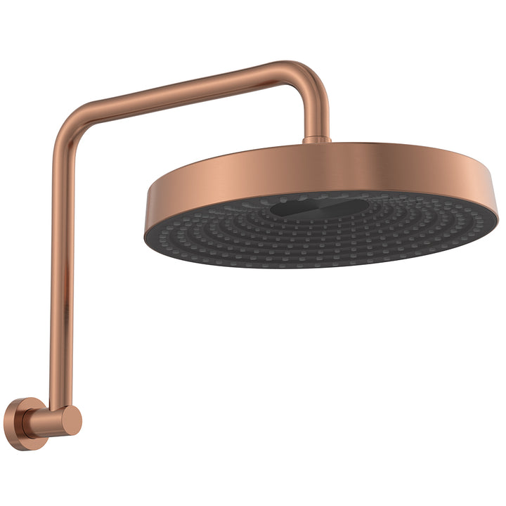 Kuro Gooseneck Shower Arm Set, Round Head - Brushed Copper