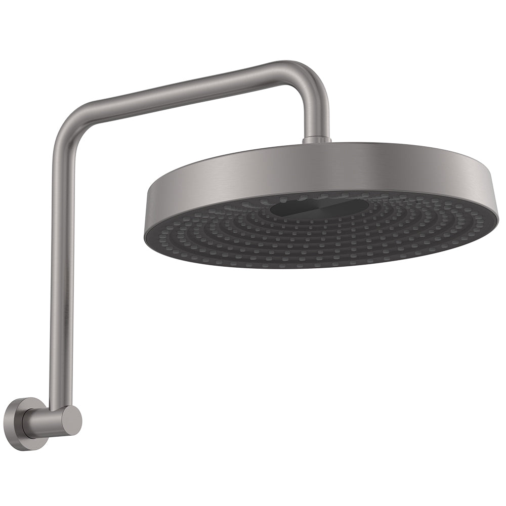 Kuro Gooseneck Shower Arm Set, Round Head - Gun Metal