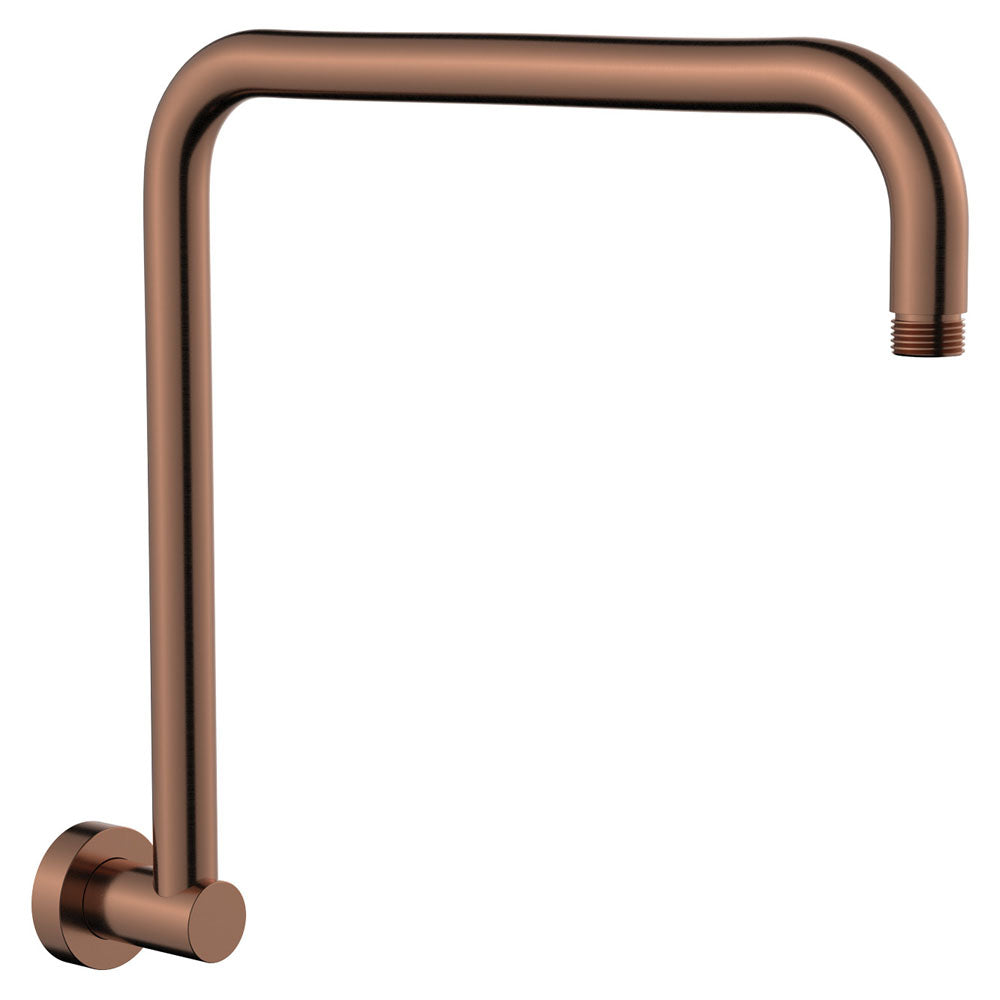 Round Fixed Gooseneck Shower Arm - Brushed Copper