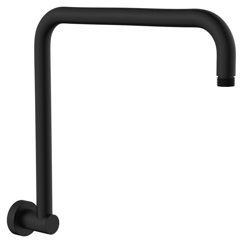 Round Fixed Gooseneck Shower Arm - Matte Black