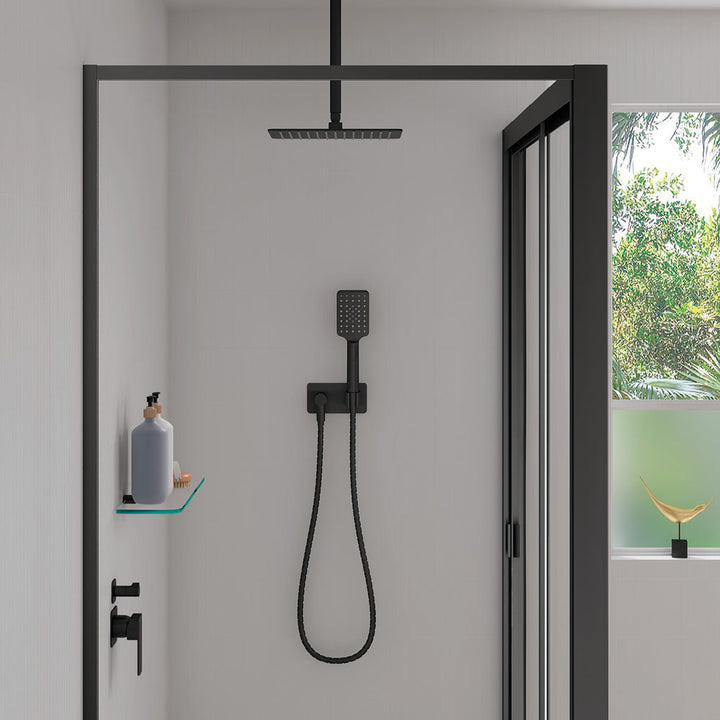 Tono Hand Shower, Rectangular Plate - Matte Black