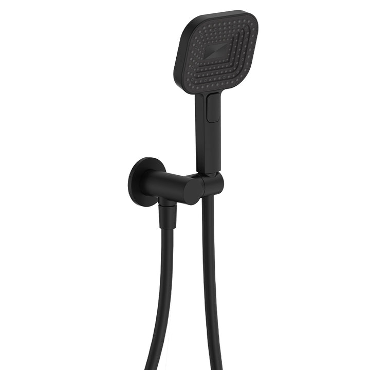 Kuro Hand Shower, Round Plate, Soft Square Head - Matte Black