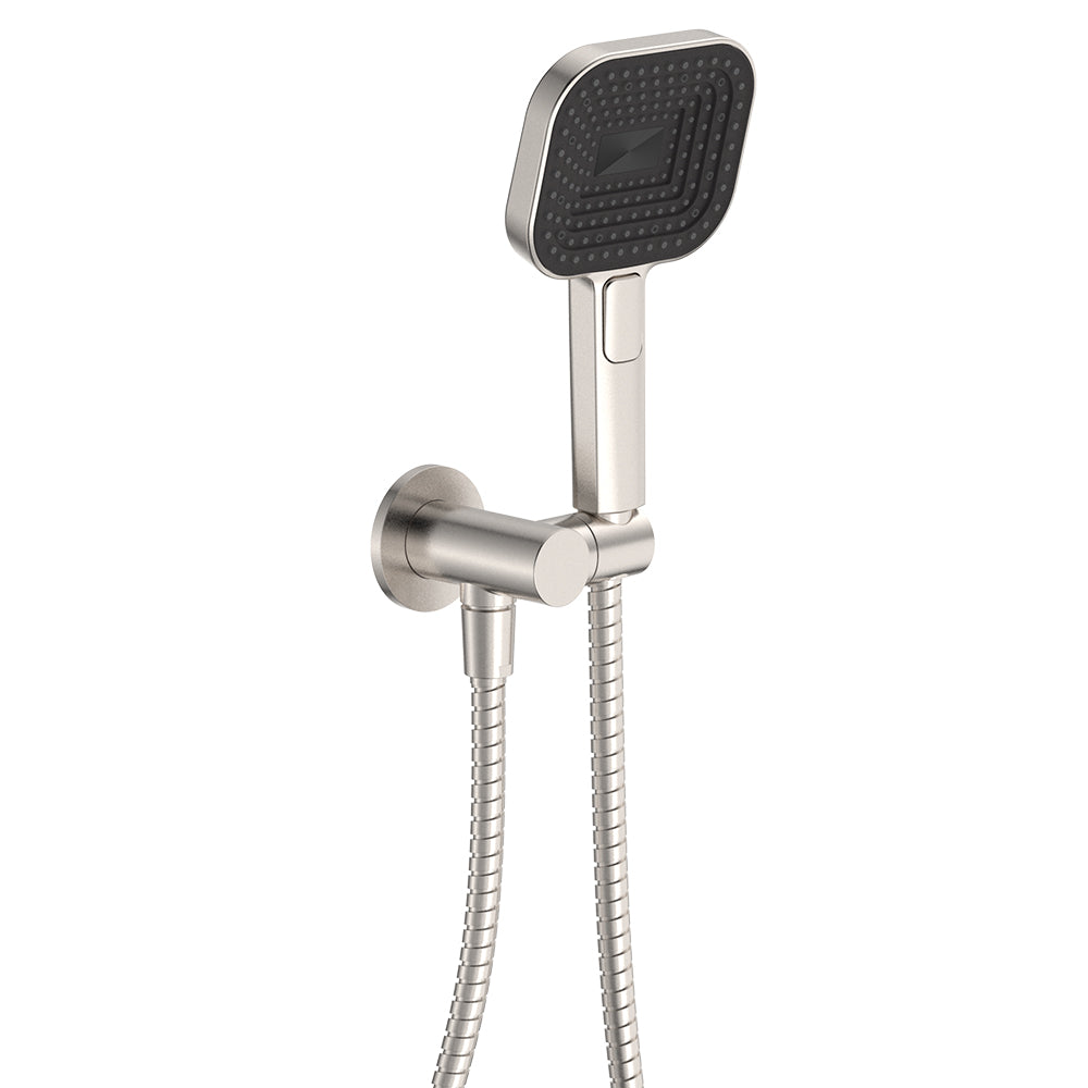 Kuro Hand Shower, Round Plate, Soft Square Head - Brushed Nickel
