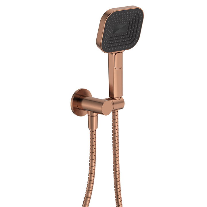 Kuro Hand Shower, Round Plate, Soft Square Head - Brushed Copper