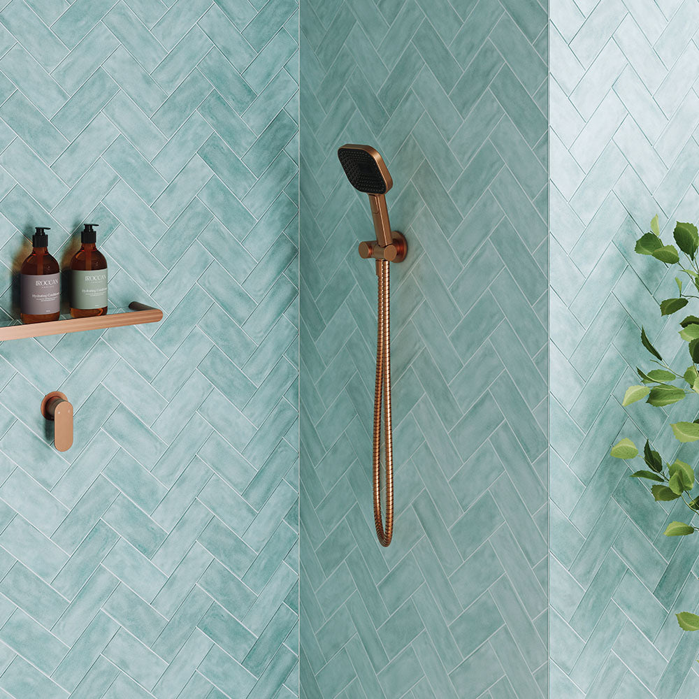 Kuro Hand Shower, Round Plate, Soft Square Head - Brushed Copper