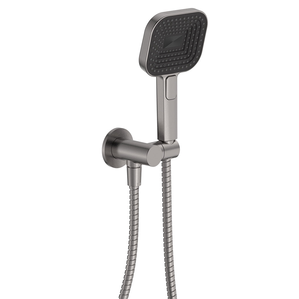Kuro Hand Shower, Round Plate, Soft Square Head - Gun Metal