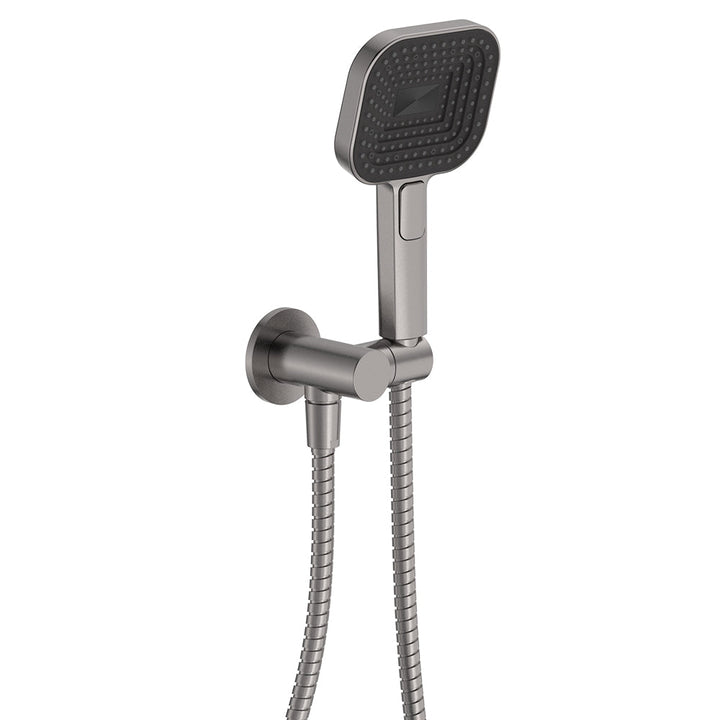 Kuro Hand Shower, Round Plate, Soft Square Head - Gun Metal