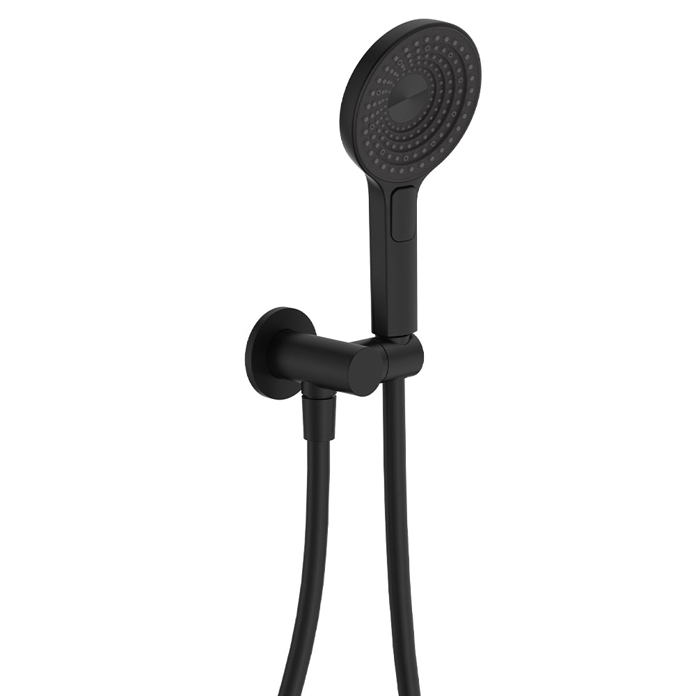 Kuro Hand Shower, Round Plate, Round Head - Matte Black