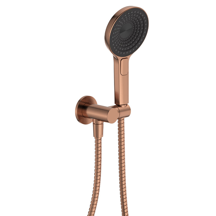 Kuro Hand Shower, Round Plate, Round Head - Brushed Copper