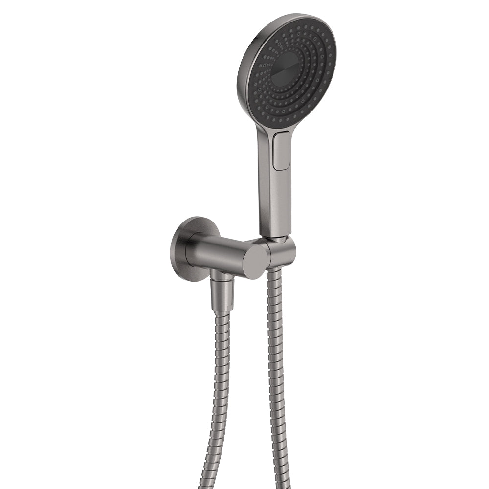 Kuro Hand Shower, Round Plate, Round Head - Gun Metal