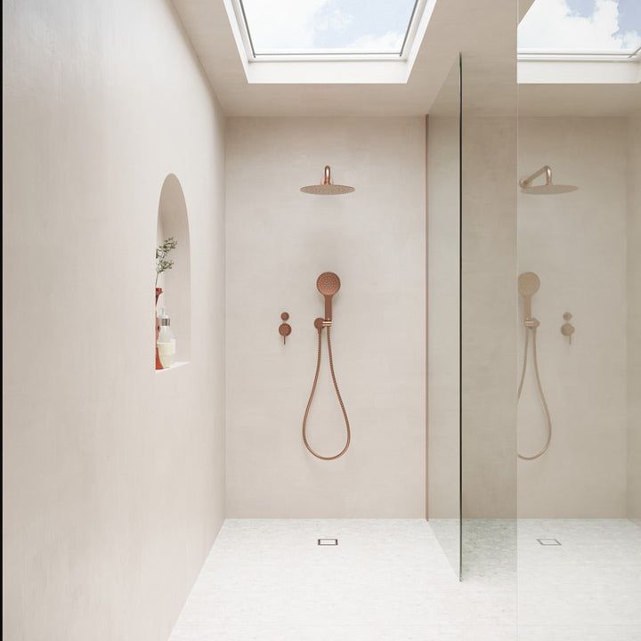 Kaya Hand Shower, Round Plate - Brushed Copper