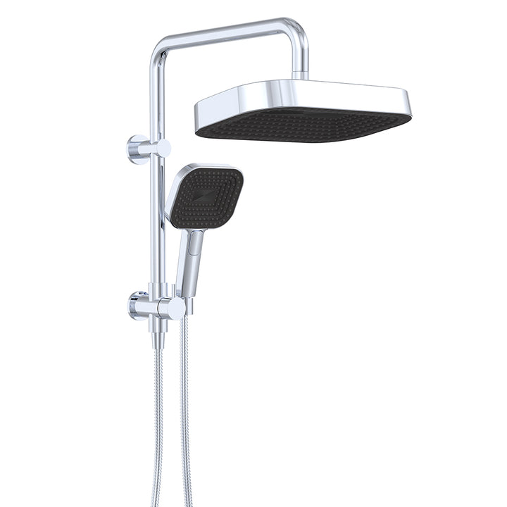 Kuro Twin Half-Rail Shower, Soft Square Head - Chrome