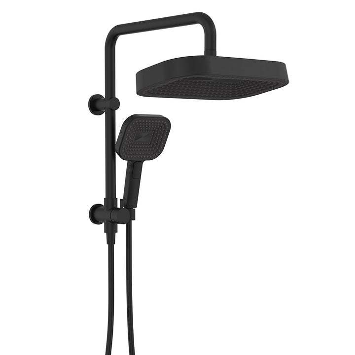 Kuro Twin Half-Rail Shower, Soft Square Head - Matte Black