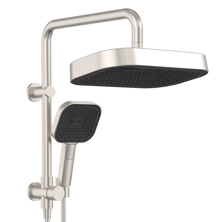 Kuro Twin Half-Rail Shower, Soft Square Head - Brushed Nickel