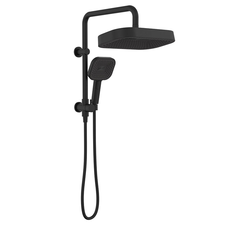 Kuro Twin Half-Rail Shower, Soft Square Head - Matte Black