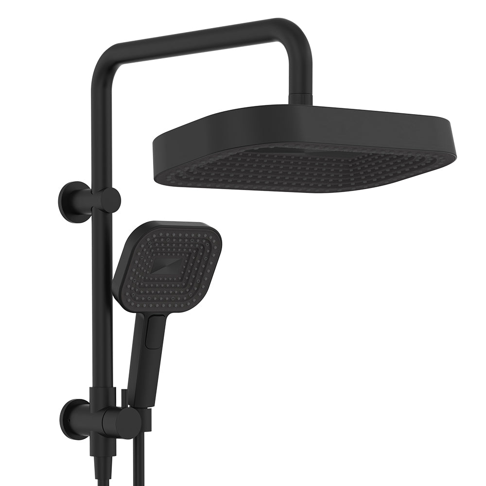 Kuro Twin Half-Rail Shower, Soft Square Head - Matte Black