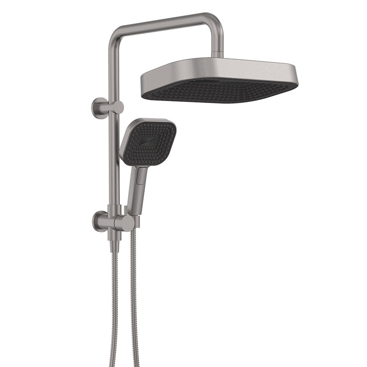 Kuro Twin Half-Rail Shower, Soft Square Head - Gun Metal