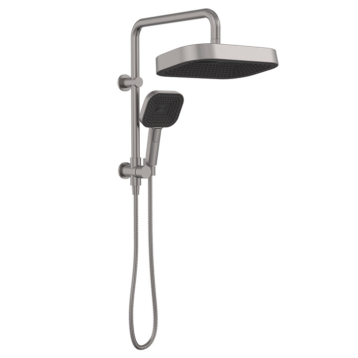 Kuro Twin Half-Rail Shower, Soft Square Head - Gun Metal