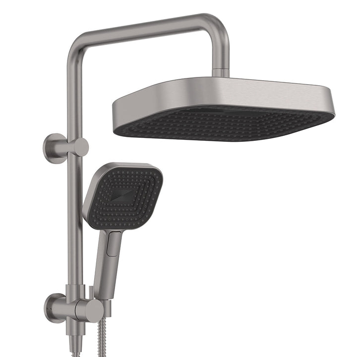 Kuro Twin Half-Rail Shower, Soft Square Head - Gun Metal