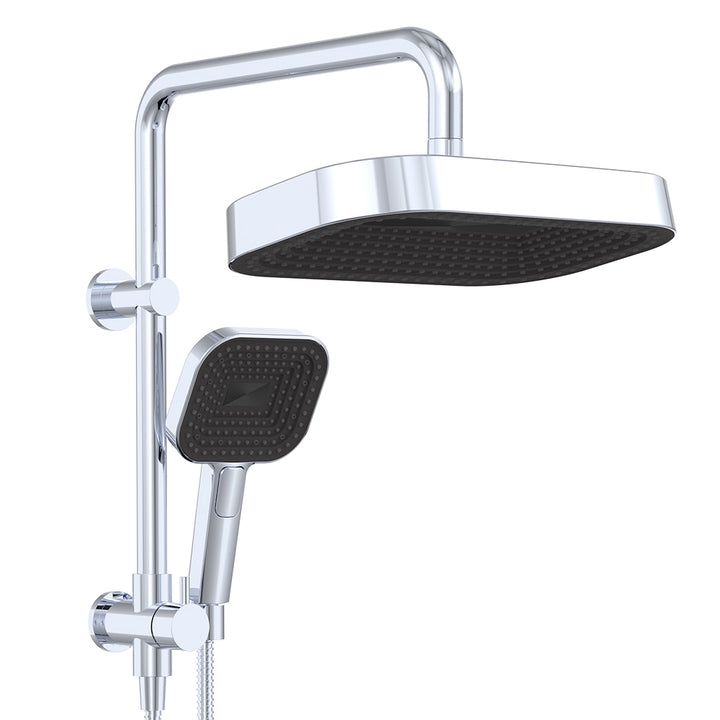 Kuro Twin Half-Rail Shower, Soft Square Head - Chrome