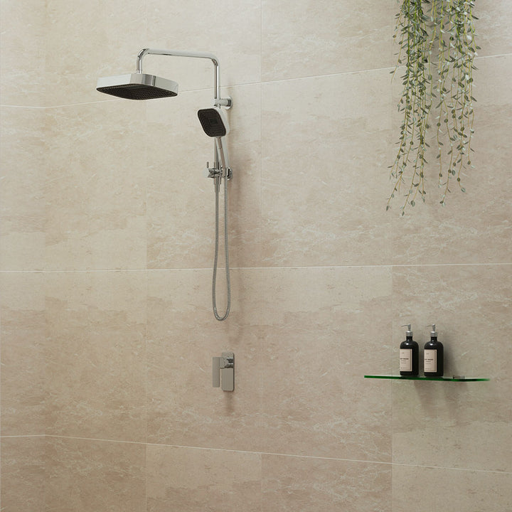 Kuro Twin Half-Rail Shower, Soft Square Head - Chrome