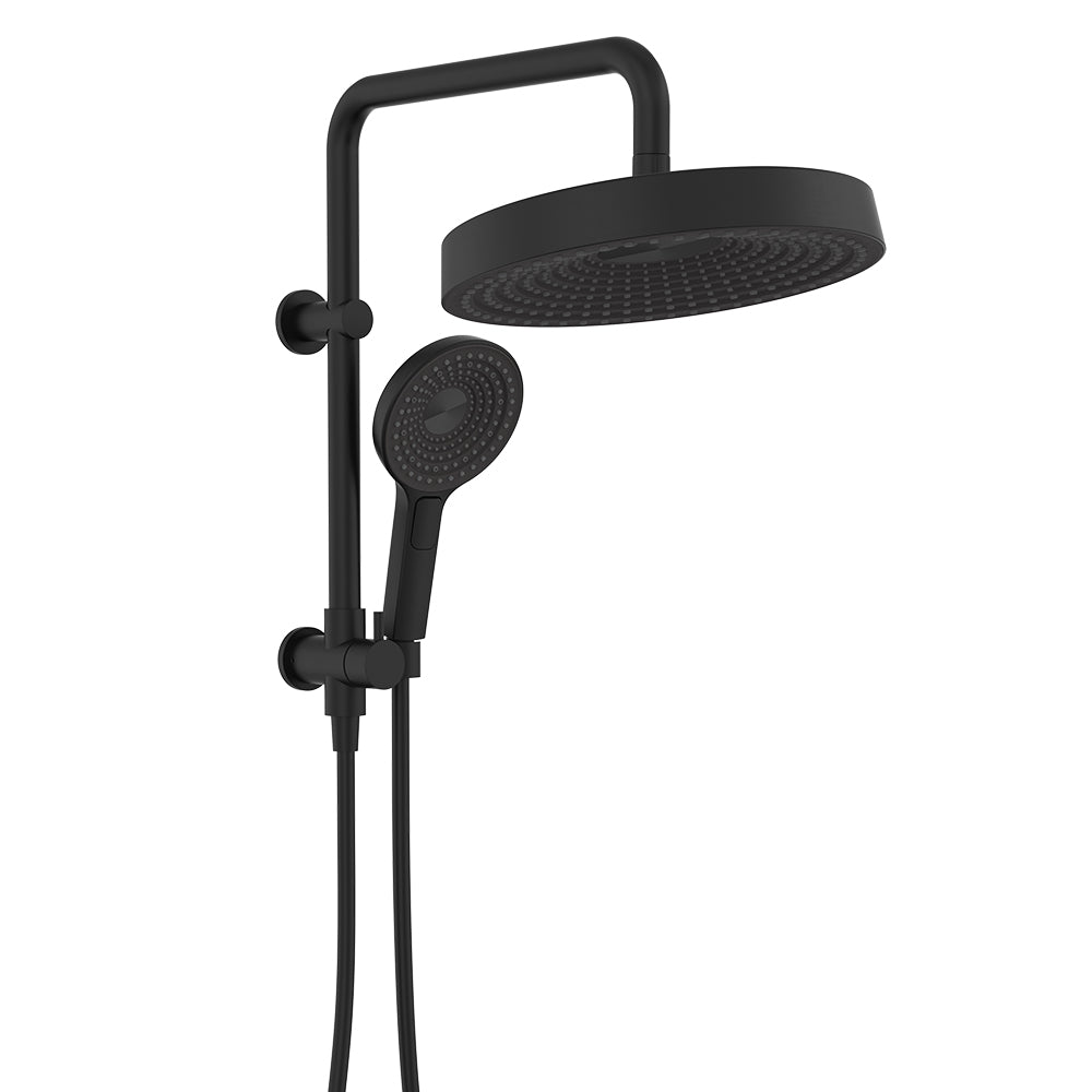 Kuro Twin Half-Rail Shower, Round Head - Matte Black