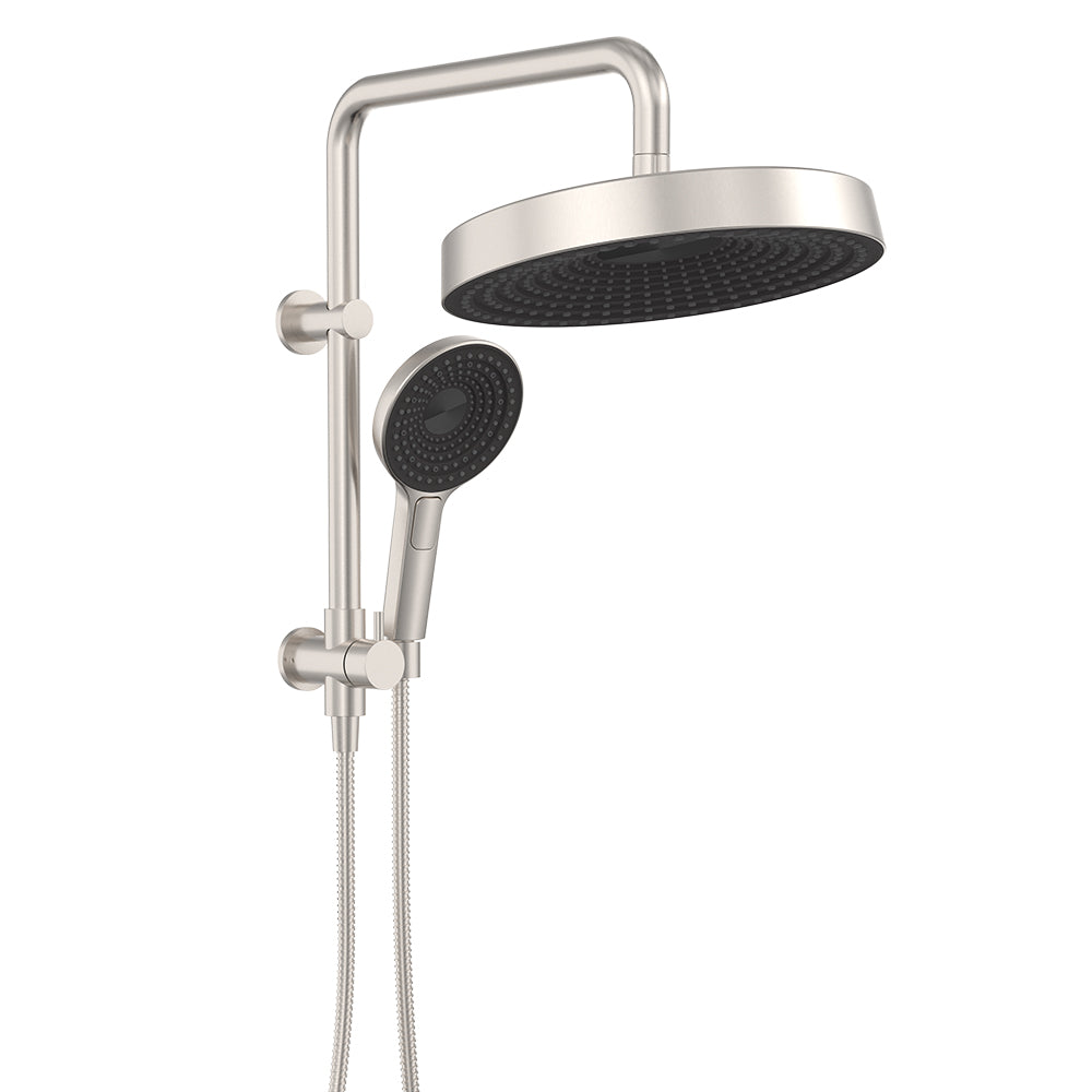 Kuro Twin Half-Rail Shower, Round Head - Brushed Nickel