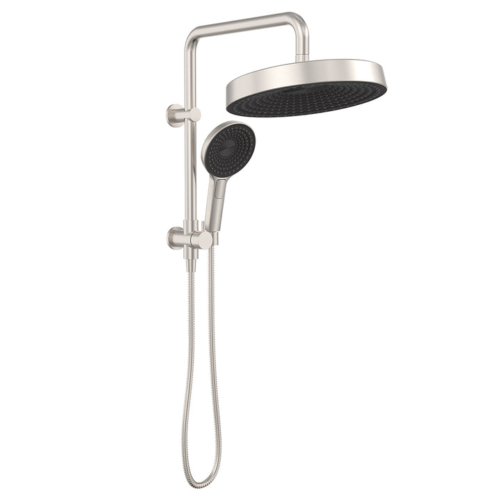 Kuro Twin Half-Rail Shower, Round Head - Brushed Nickel