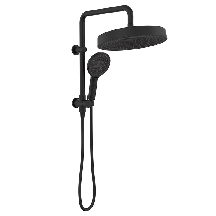 Kuro Twin Half-Rail Shower, Round Head - Matte Black