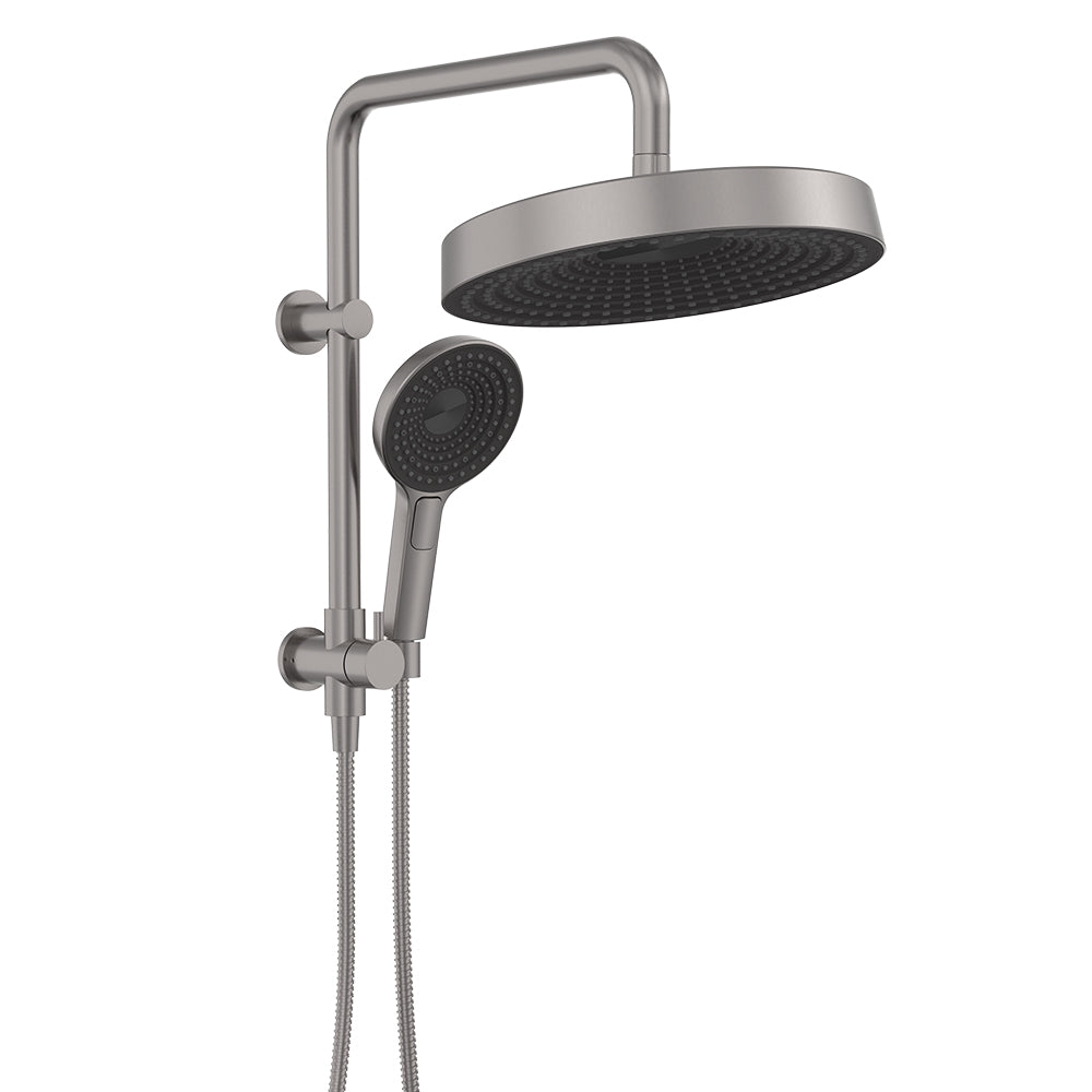Kuro Twin Half-Rail Shower, Round Head - Gun Metal
