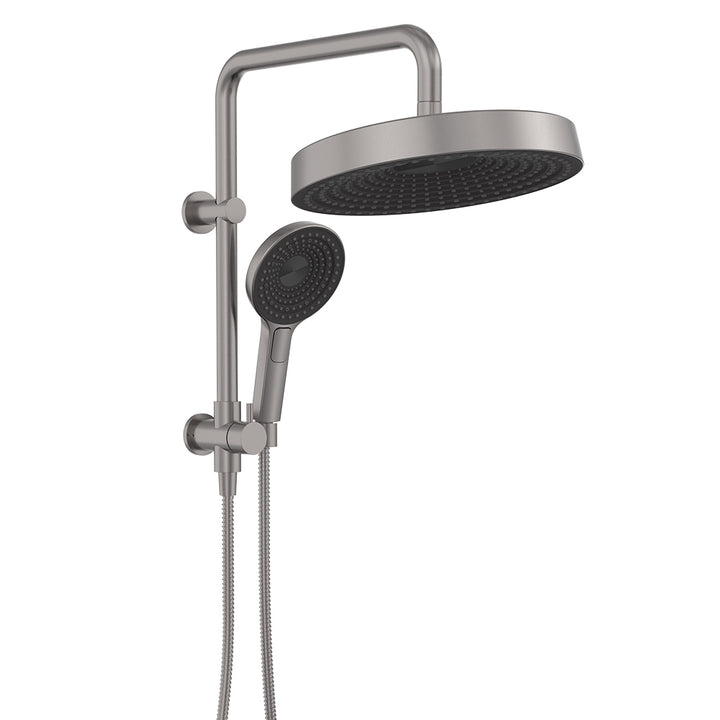Kuro Twin Half-Rail Shower, Round Head - Gun Metal