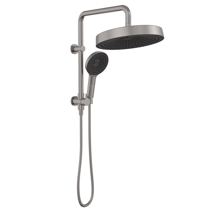 Kuro Twin Half-Rail Shower, Round Head - Gun Metal