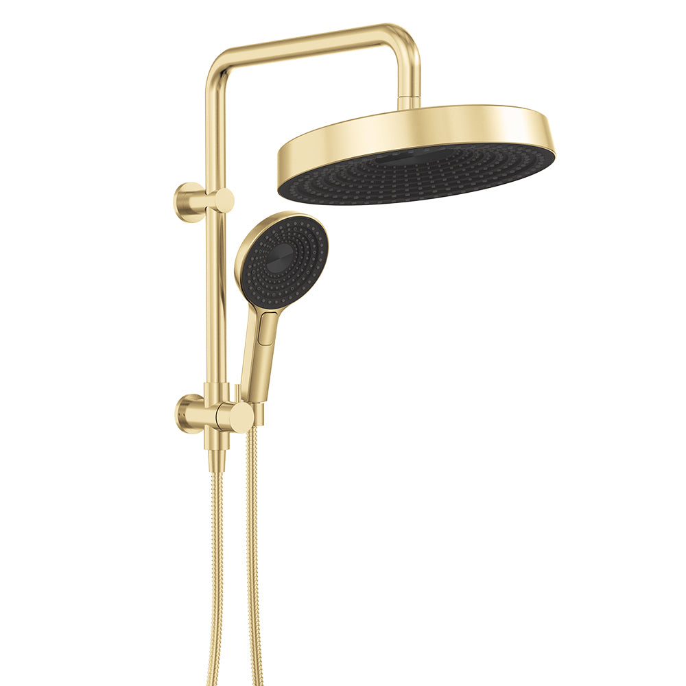 Kuro Twin Half-Rail Shower, Round Head - Urban Brass