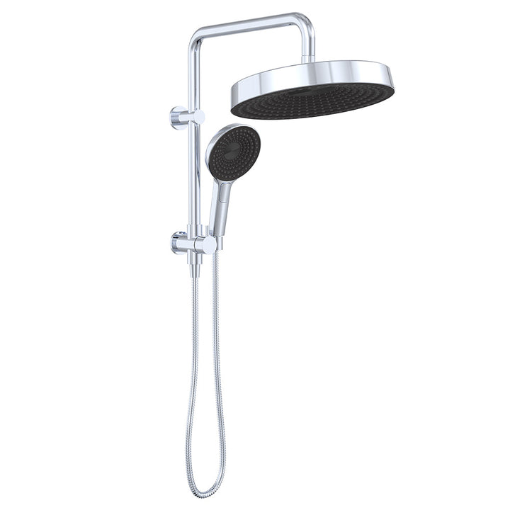 Kuro Twin Half-Rail Shower, Round Head - Chrome