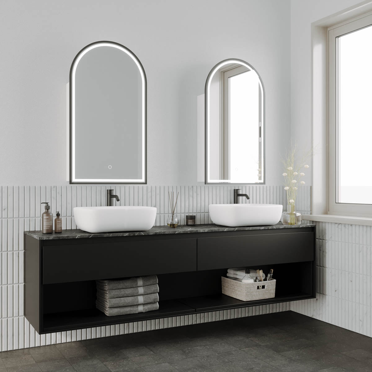 Blanca LED Shaving Cabinet Manhattan Black