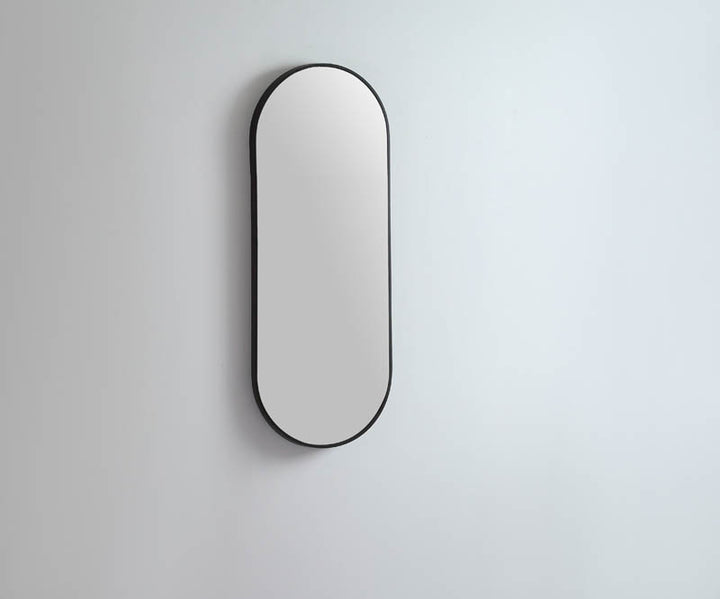 Modern Oblong Mirror with Portable Magnifier Manhattan Black detail view 3