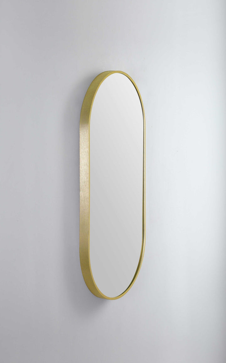 Modern Oblong Mirror with Portable Magnifier Nordic Gold detail view